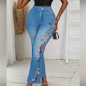 Embroidered faux Jeans